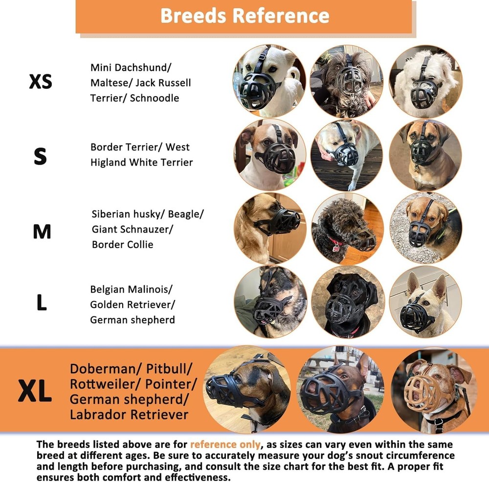 Secure XL Dog Muzzle for Reactive Dogs, Brown