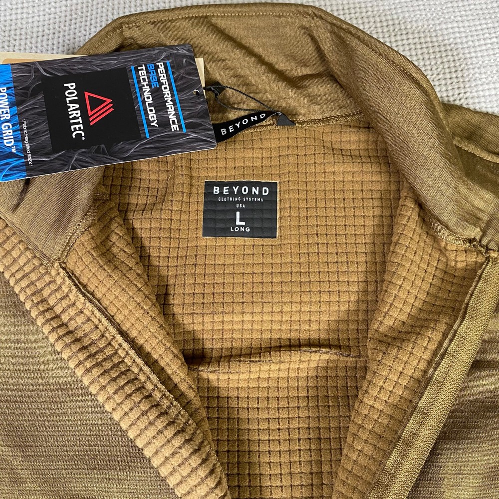 Beyond A2 Krios Crew Pullover Grid Fleece Polartec Power Grid Coyote LARGE LONG
