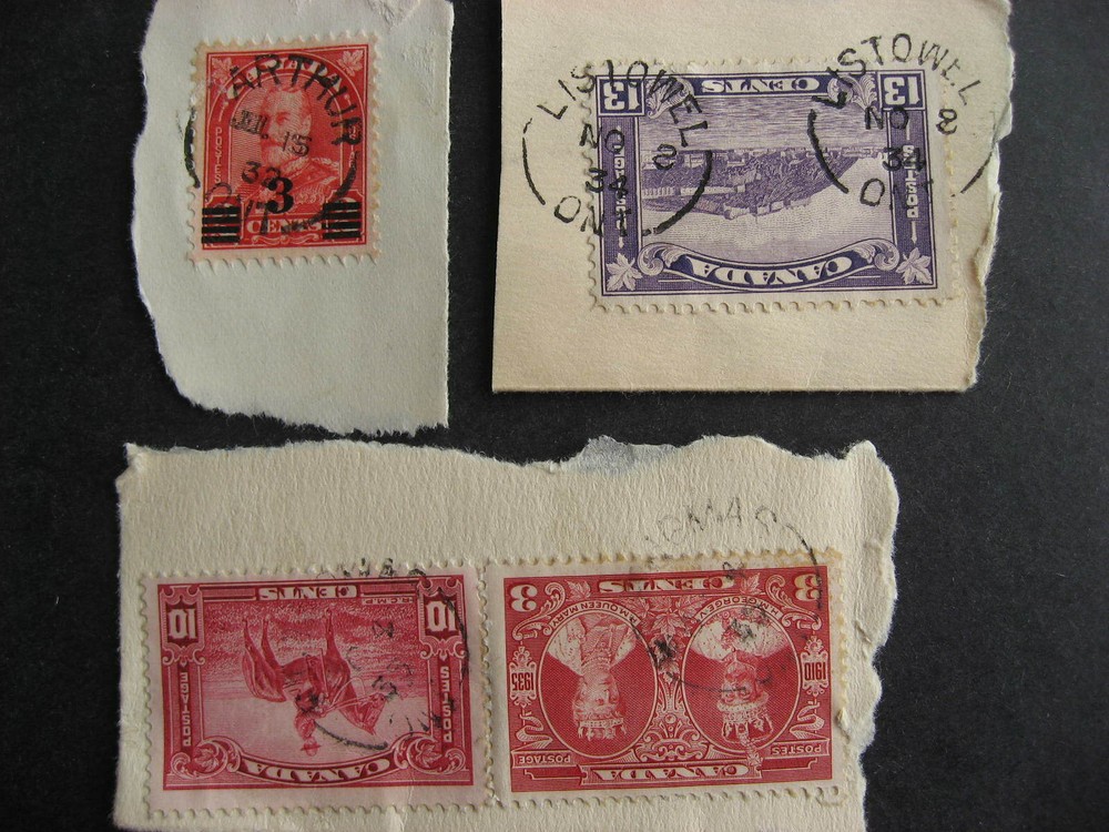 Canada split ring cancels 3 1930s era ON Ontario