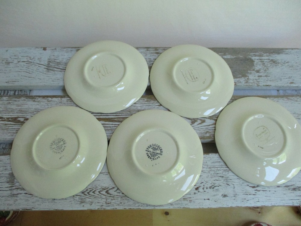 (5) Franciscan Earthenware USA 6" Bread Dessert Side Plates Apple Pattern