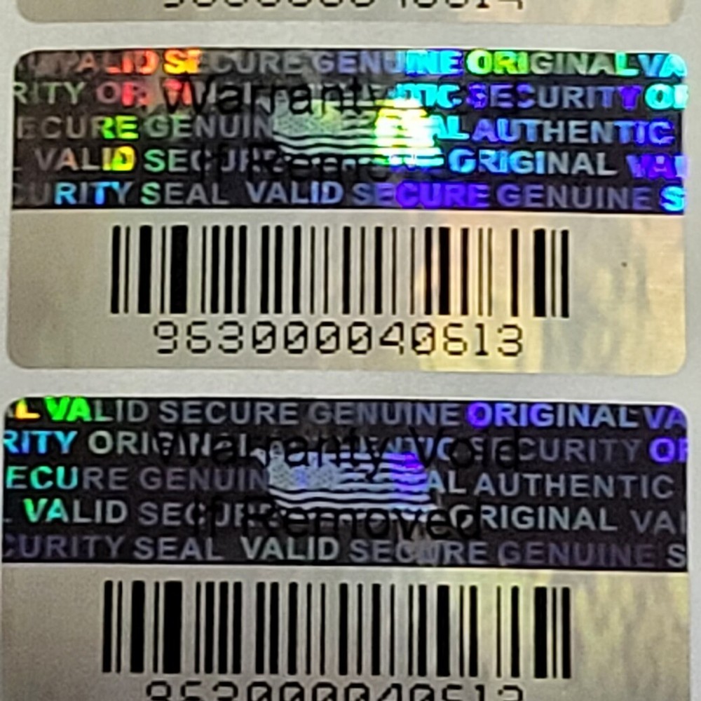 Scannable Barcode Serial Number TAMPER EVIDENT SECURITY VOID HOLOGRAM LABELS