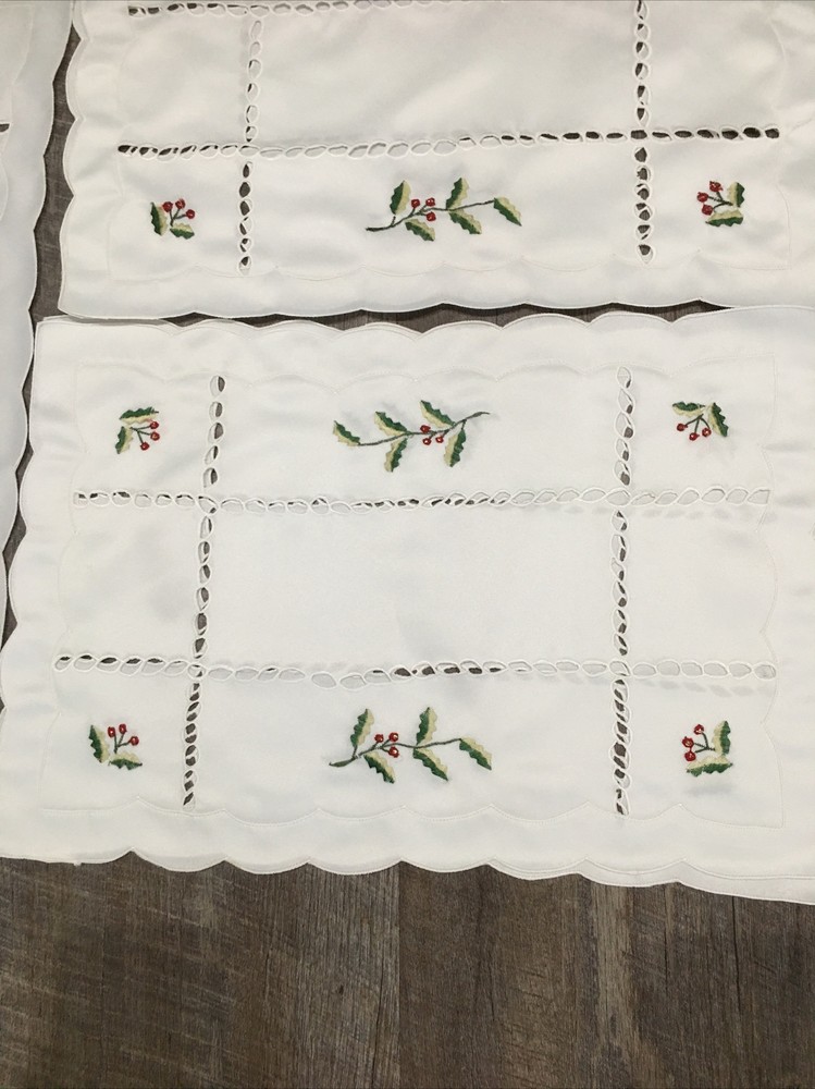 Cloth Christmas Holly (6)Table Place Mats