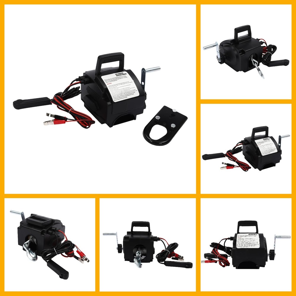 Electric Boat Winch 300W 12V DC 2000LBS Pull 5000LBS Floating 6000LBS Rolling