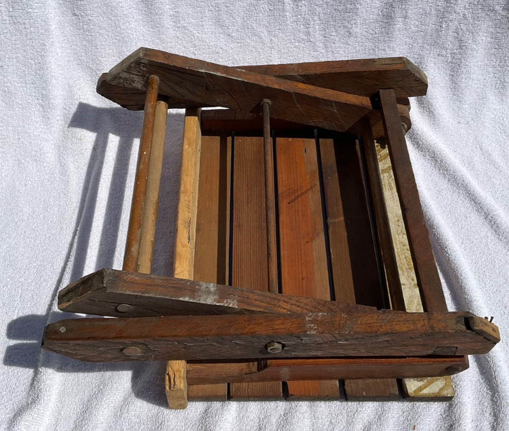 Vintage Folding Wooden Step Stool Seat