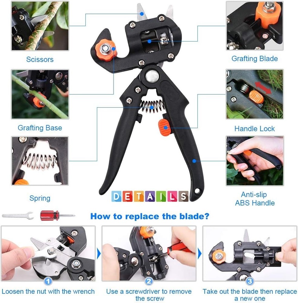Professional Garden Fruit Tree Plant Pruning Shears Grafting Cutting Tool Kit...