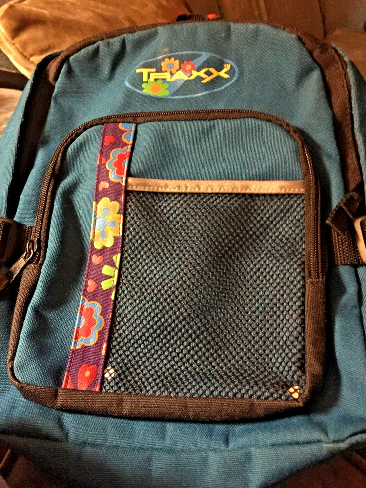 Traxx Small Backpack Bookbag Teal Canvas Adjustable