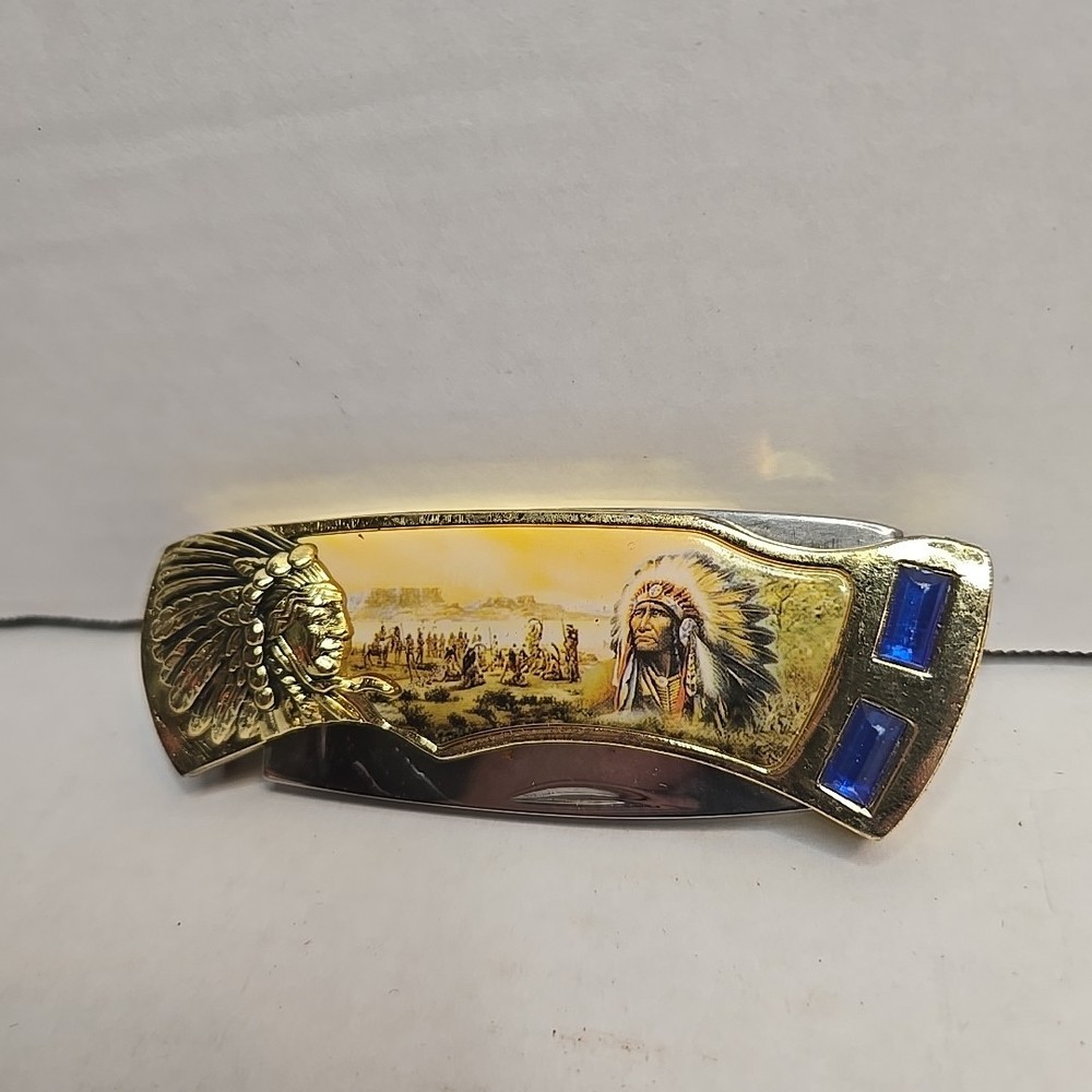 Knife Folding Native American Indian Warrior Used