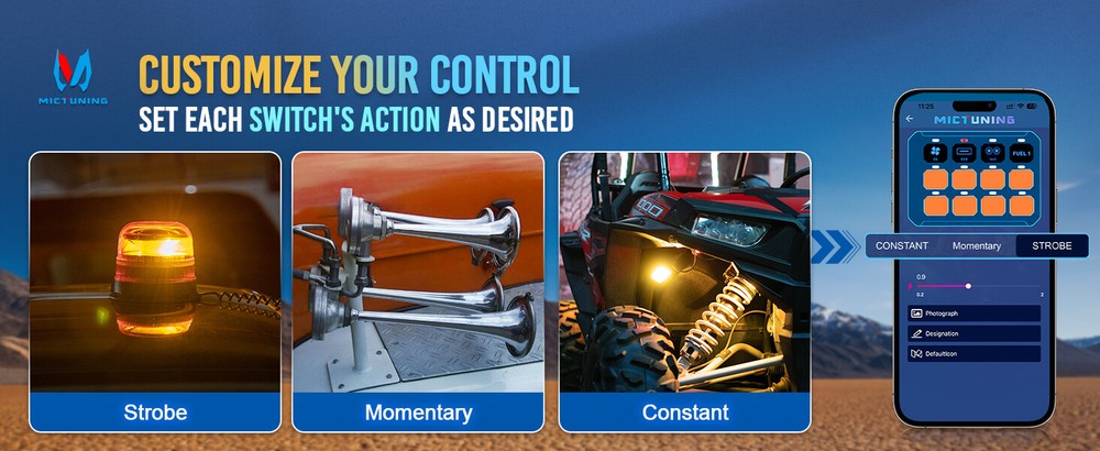 MICTUNING P1s RGB 12 Gang Switch Panel Wireless App Control Circuit Relay System