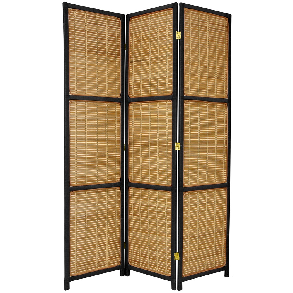 6 ft. Tall Woven Accent Room Divider - 3 Panel - Black