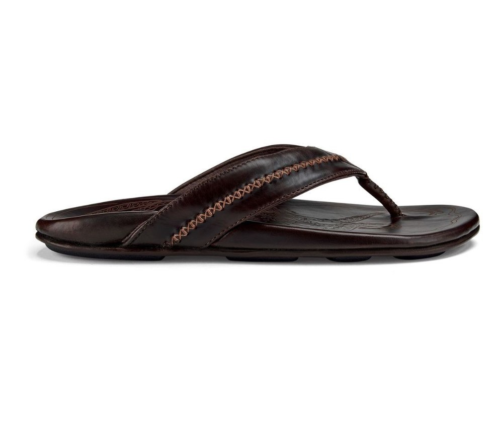 OluKai Men's Mea Ola Flip Flop, Dark Java/Dark Java, Size 8-13