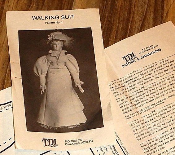 TDI Co. 11" Doll Sewing Pattern No 1 Walking Suit Clothes Pattern UNCUT
