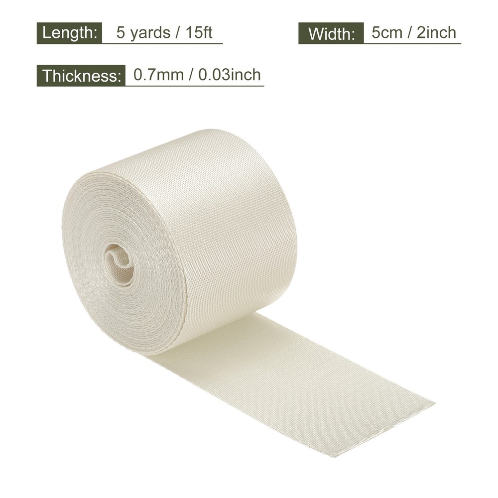 Flat Nylon Webbing Strap 2 Inch 5 Yards Milky White for Backpack
