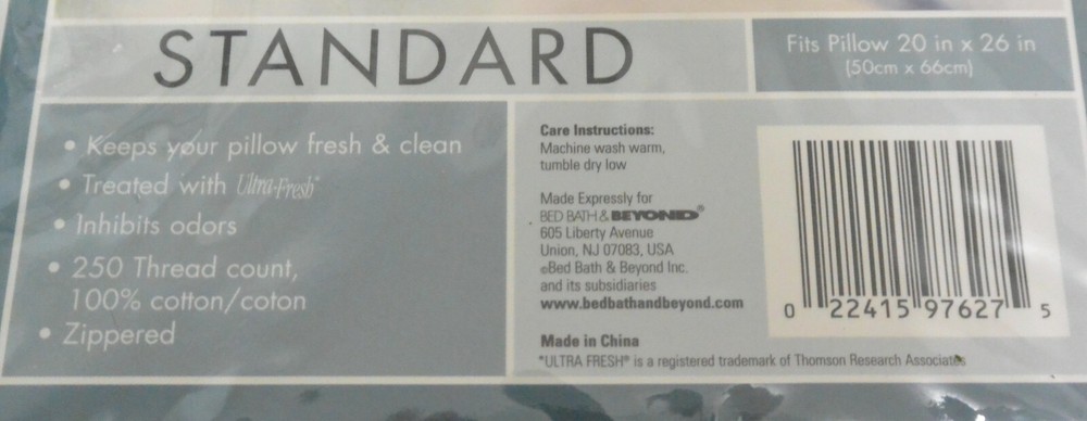 Bed Bath Beyond Cotton Standard Pillow Protector Cover W/Antimicrobial treatment