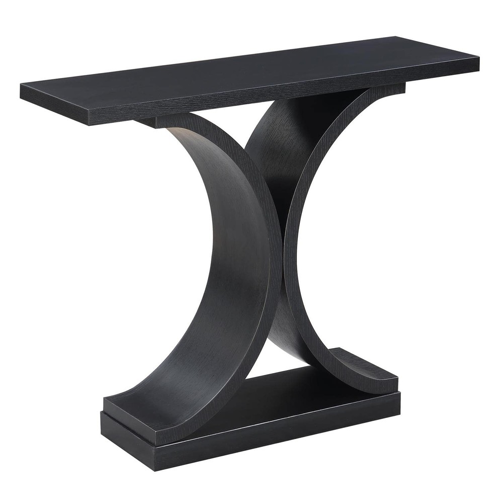 Pemberly Row Modern Console Table in Black Wood Finish