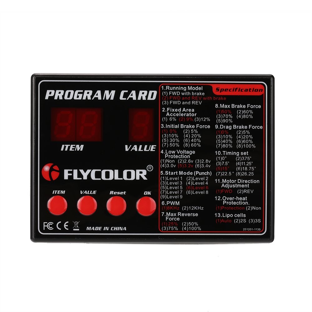 Goolsky Flycolor Programing Card for RC Cars ESC Electronic Speed Controller