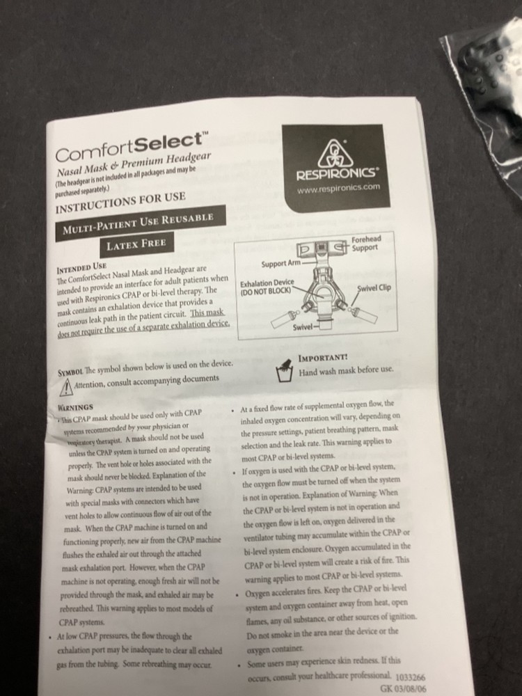 Comfort Select Nasal Mask& Headgear