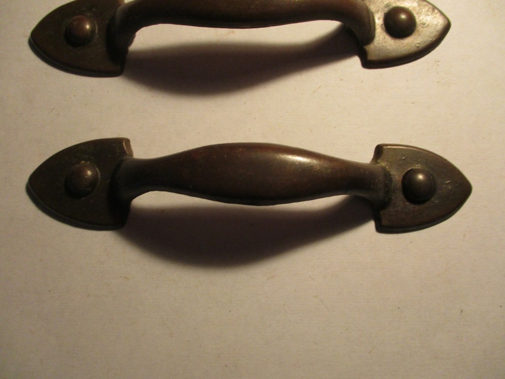 5-Vtg Mid Century Solid Brass Drawer Cabinet Pulls Hardware 5 1/2 Inches 3 CTC