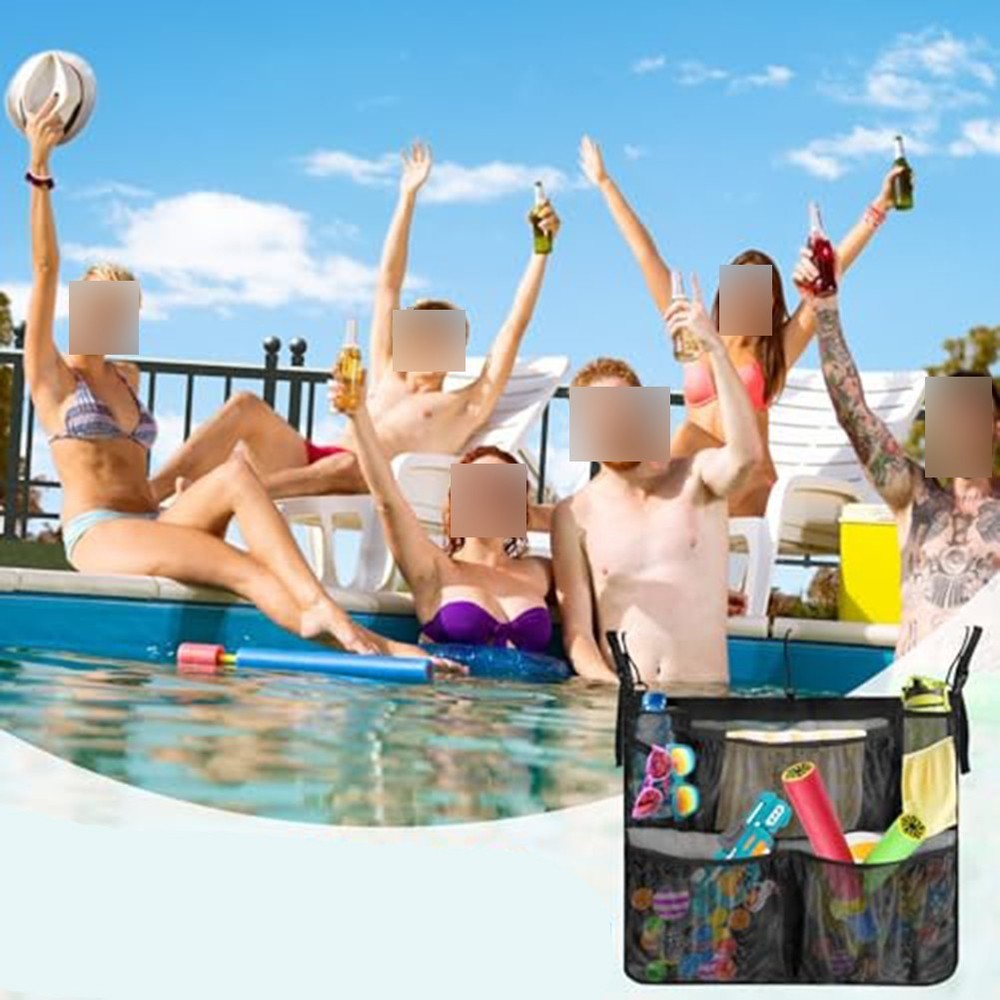 Functional Pool Storage Basket with Five Compartments for Various Items