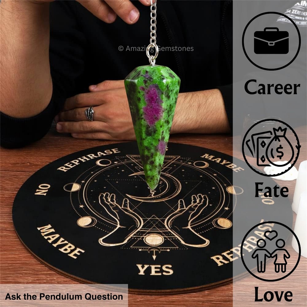 Ruby Zoisite Dowsing Crystal Pendulum