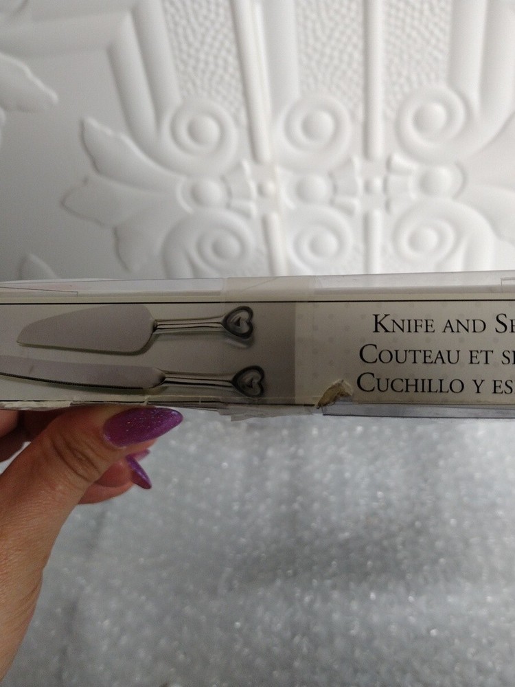 Tri Chrome Heart Knife & Server Set Lillian Rose Wedding Set Cake Knife & Server