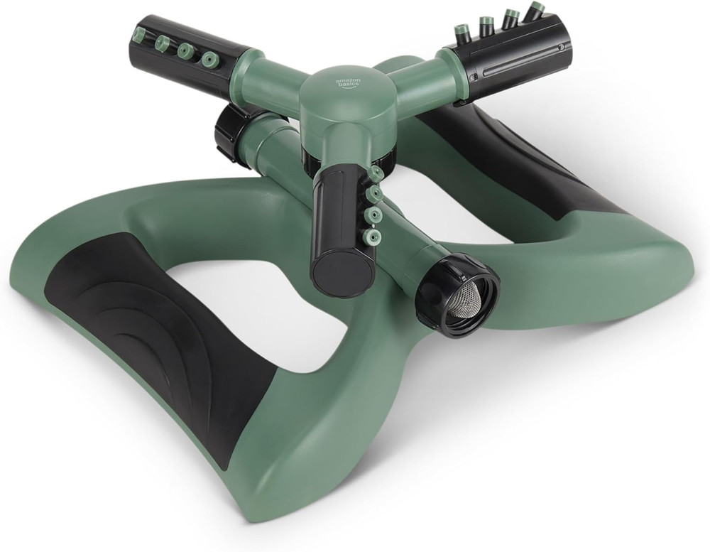 Whirling Rotating Lawn Sprinkler for 1500 Sq Ft Coverage Black