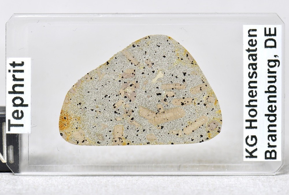 TEPHRITE Augite Basalt volcanic rock thin section STUNNING microscope slide