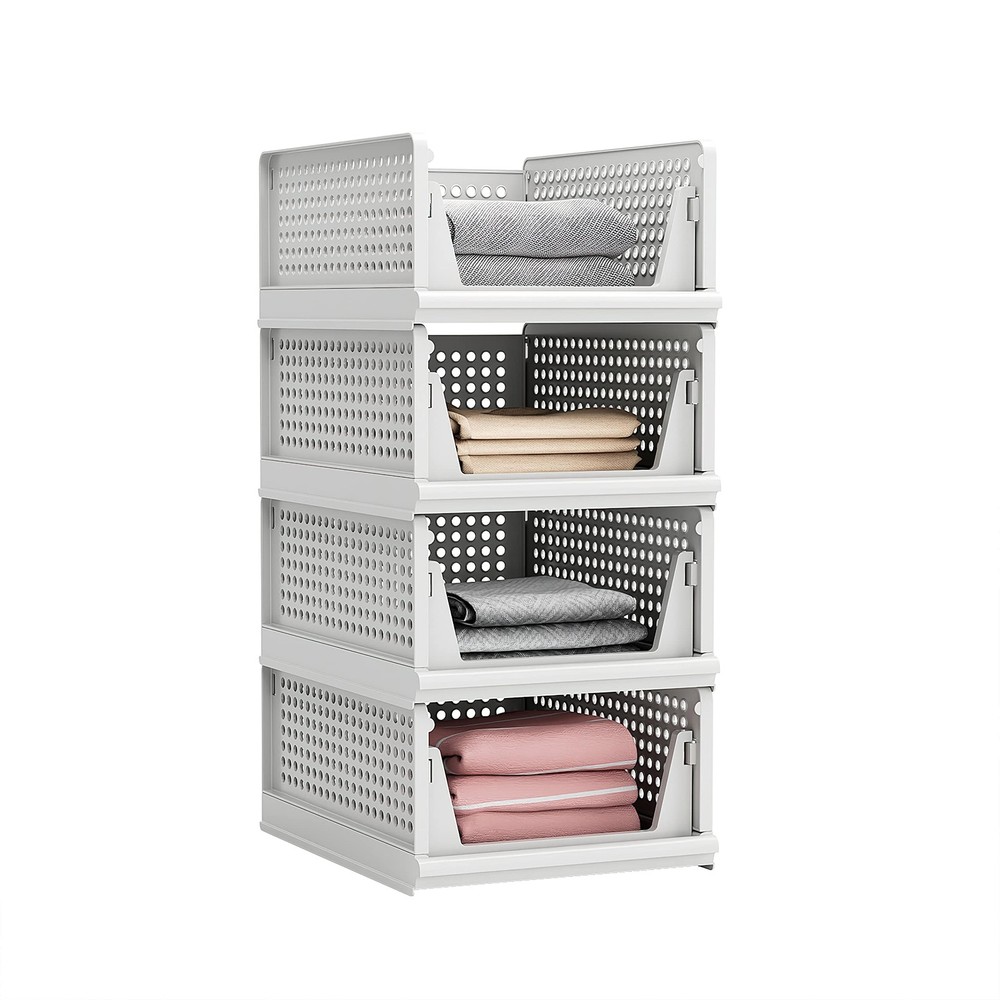 Foldable Storage Basket Bin - Closet, Living Room, Bath, Kitchen Organizer