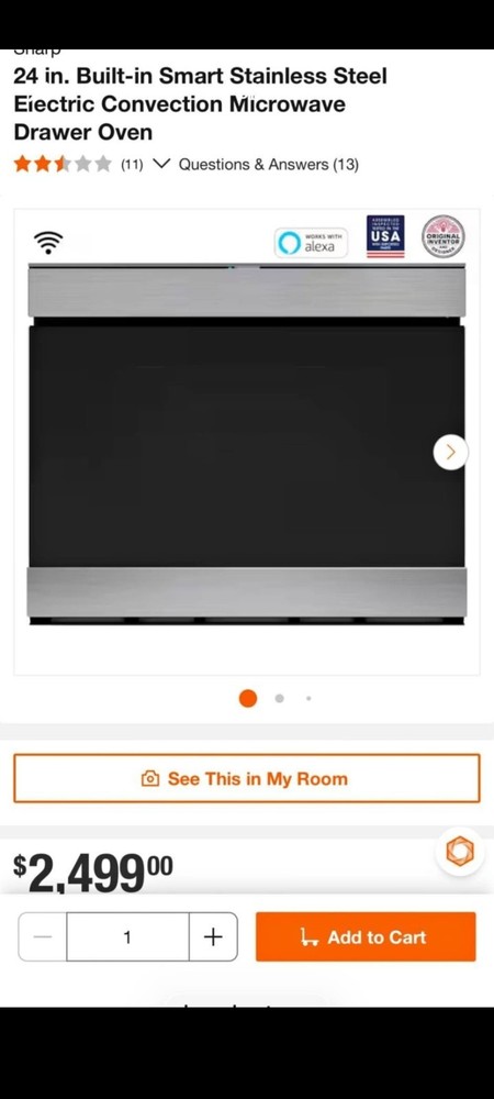 24" sharp drawer microwave oven open box never been used.Tetail $2500