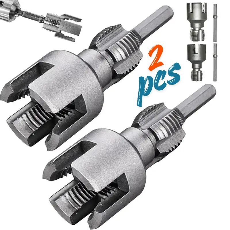2pcs Integrated Internal & External Pipe Threading-Tool,PVC Pipe Threader Kit