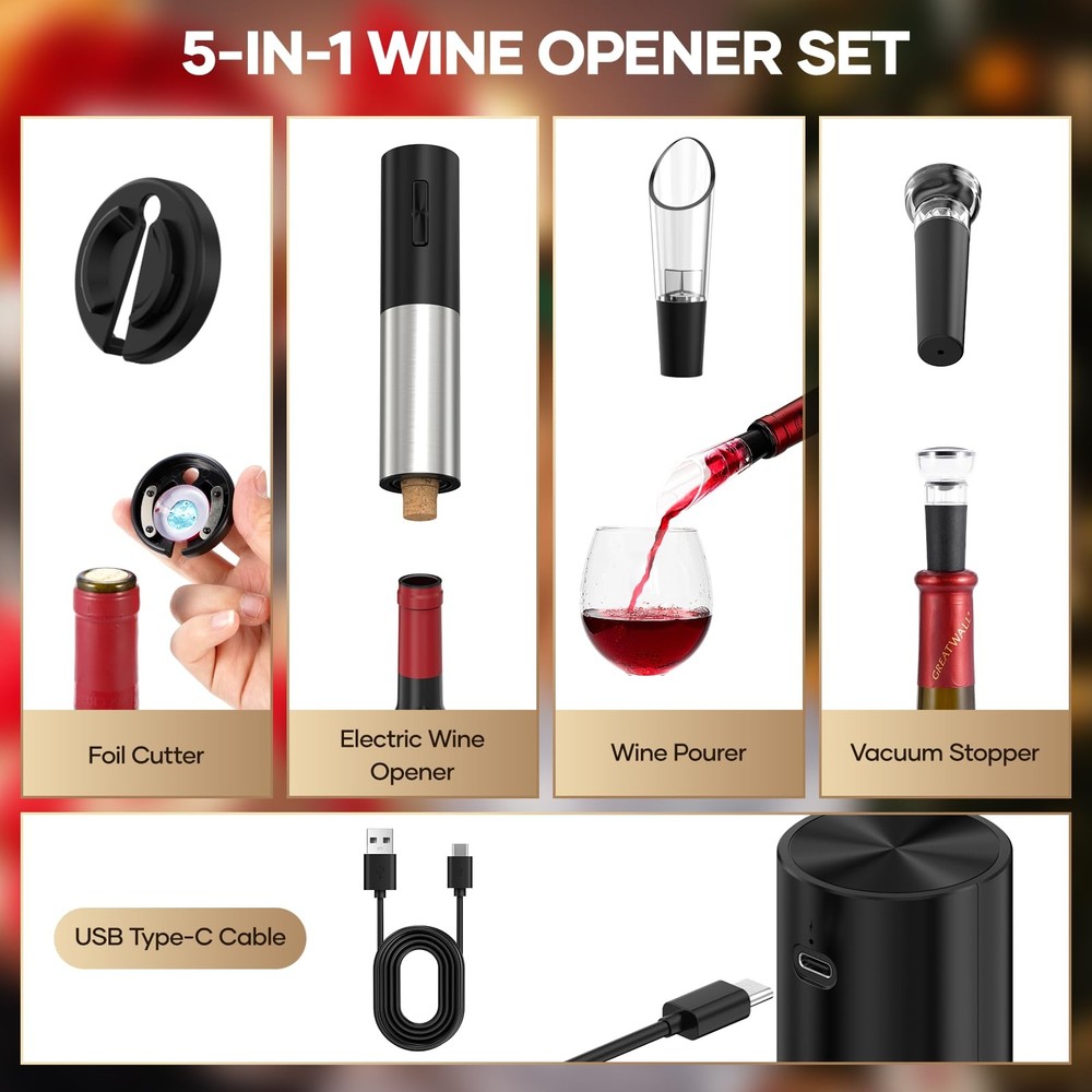 Electric Wine Opener, Automatic Bottle Corkscrew small, Silver
