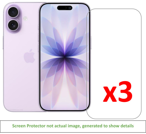 3x iPhone 17/iPhone 17 Pro Screen Protector w/ cloth
