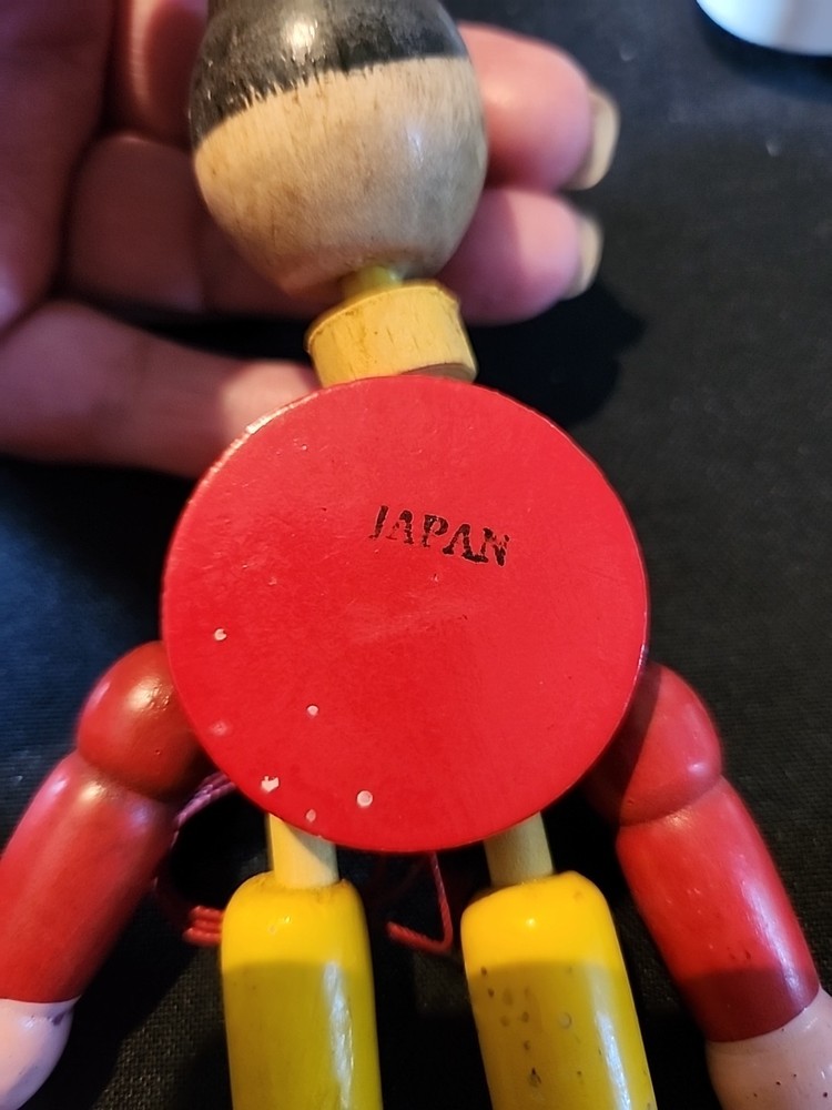 Vintage Wooden Pull String Dancing Puppet - Made in Japan