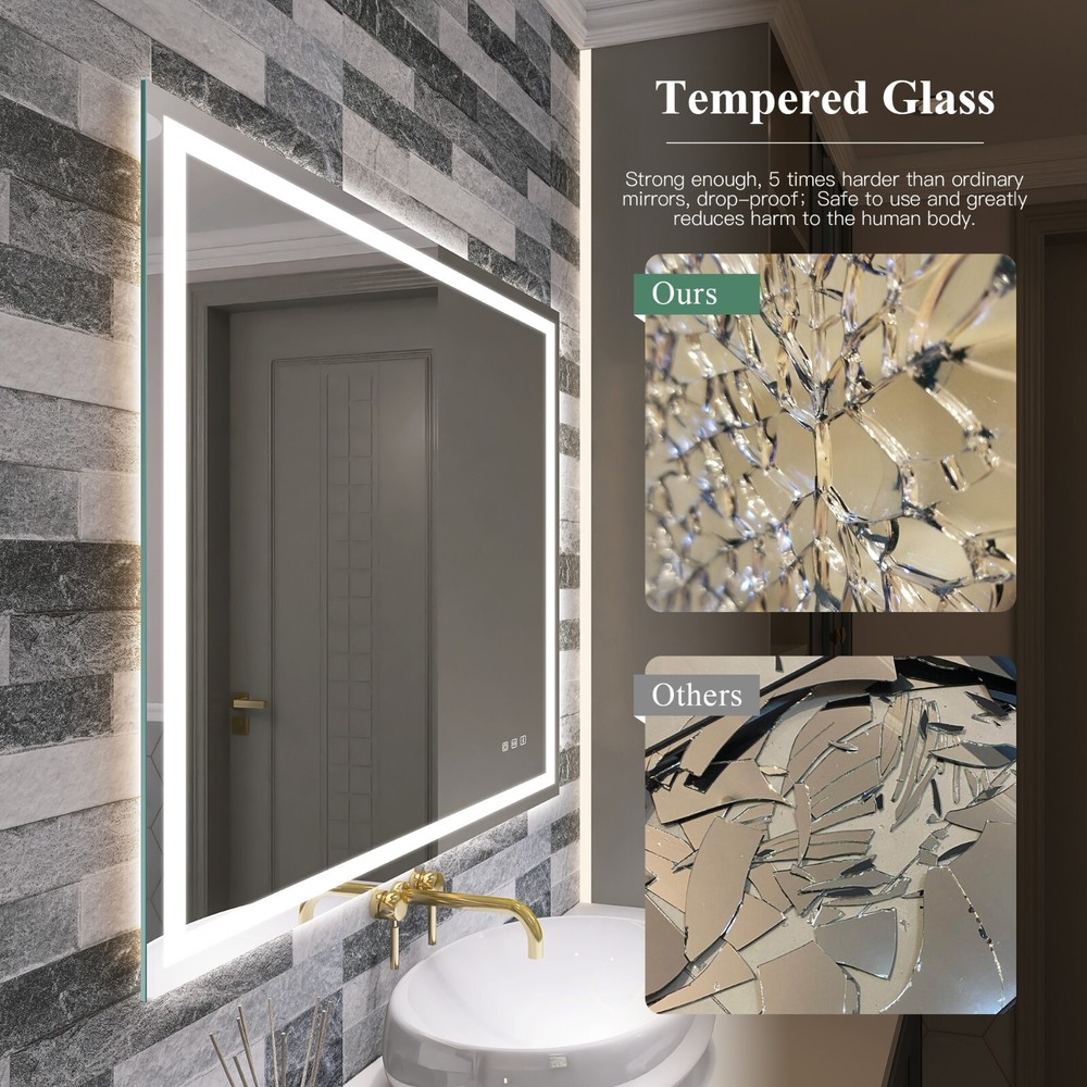 LED Lighted Bath/Living room Wall Vanity Mirror with Bluetooth Touch Dimmable
