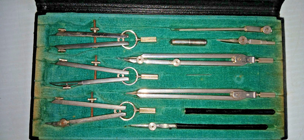 Vintage Hoffritz N.Y. Germany #6101 Precision Drafting Compass & Tools Set