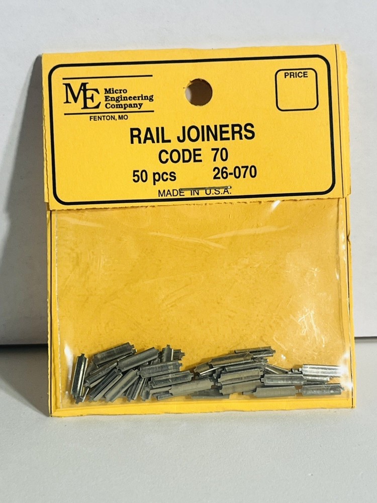 Micro Engineering N Scale, Metal Rail Joiners, Code 70. 12 pcs # 26-070.