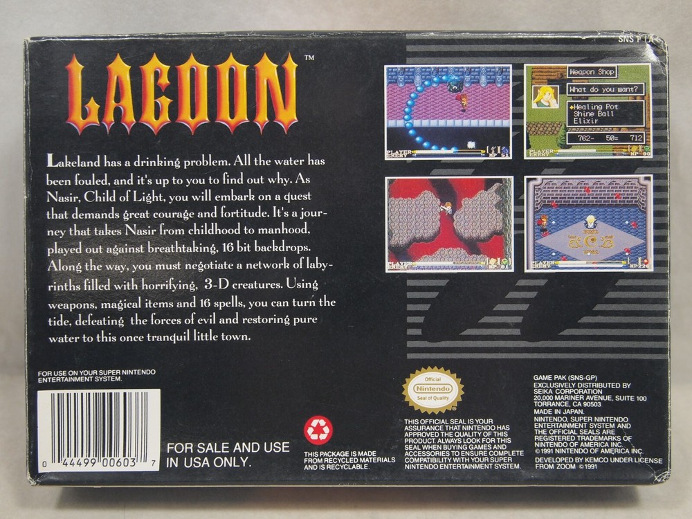 Lagoon (Super Nintendo | SNES) Authentic BOX ONLY