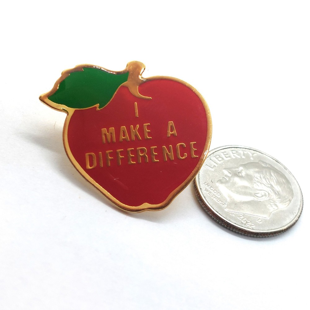 Make A Difference Apple Pin Teacher Appreciation Motivational Classroom Gift