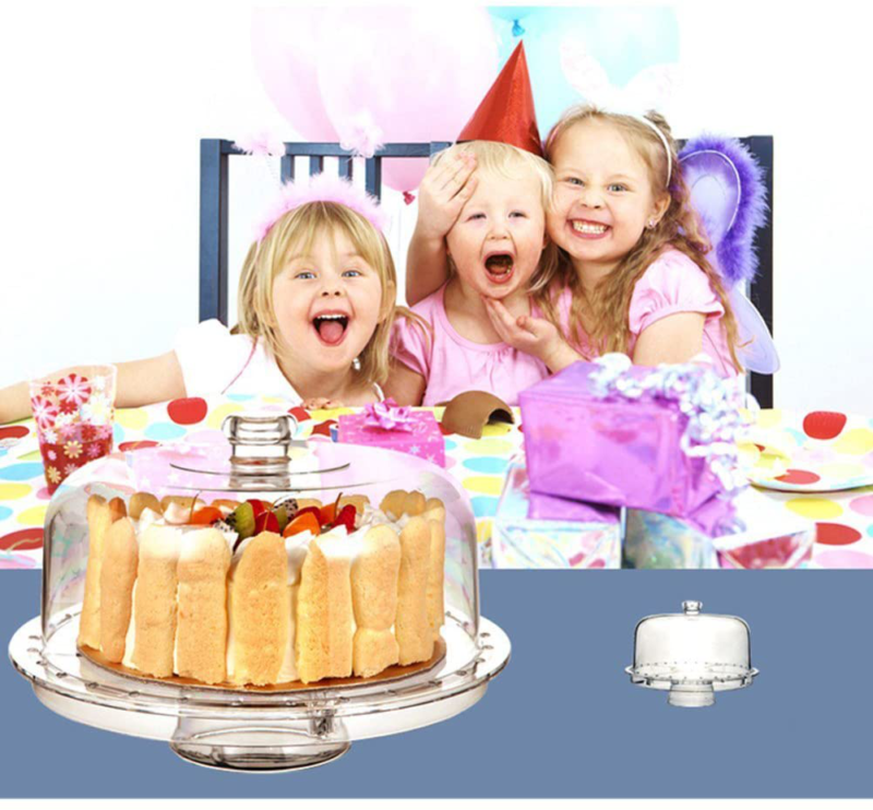 Cake Stand Multifunctional Serving Platter and Cake Plate with Dome (6 Uses)