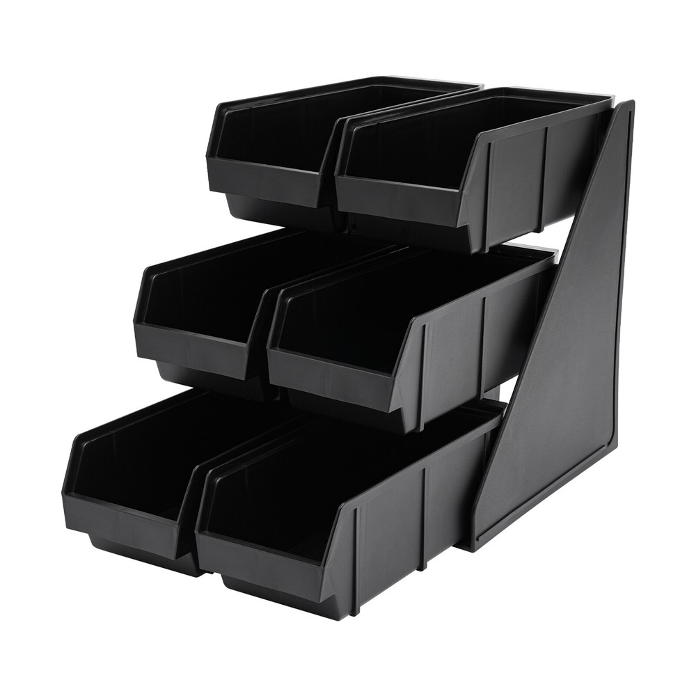 6-Compartment Condiment Organizer Bin - 3-Tier Storage for Coffee & More