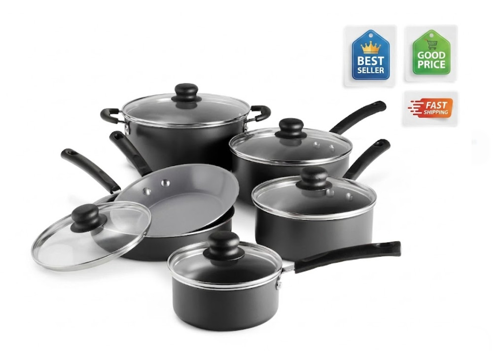Primaware Ceramic Cookware Set 10pc Nonstick Pots and Pans Kitchen