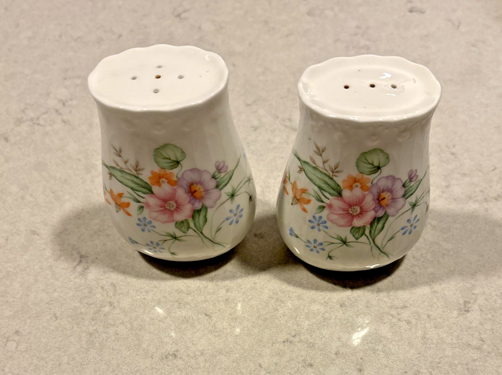MIKASA "SOMETHING BLUE" Salt & Pepper Shakers Bone China