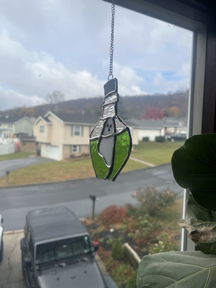 Stained Glass ghost Potion Bottle