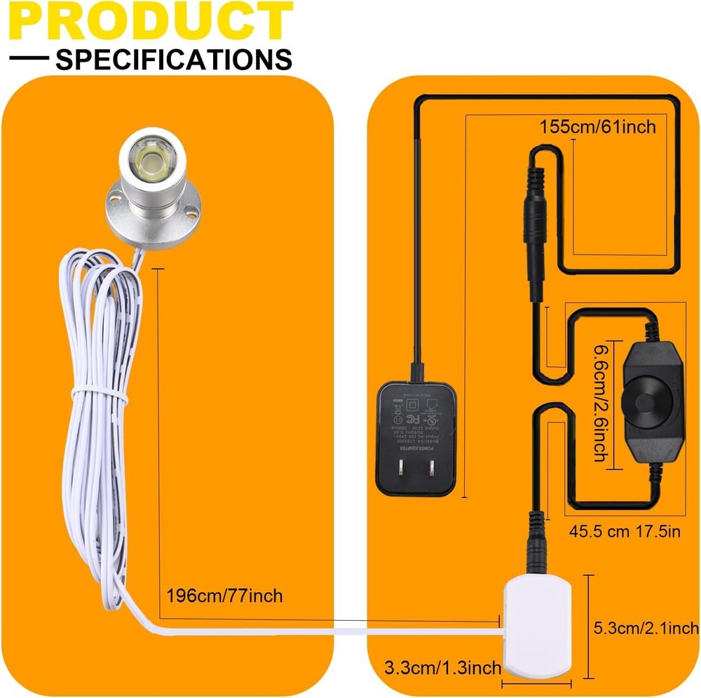 4/8Pack Dimmable LED Mini Spotlight for Display Cabinet Showcase Warm/Cold White