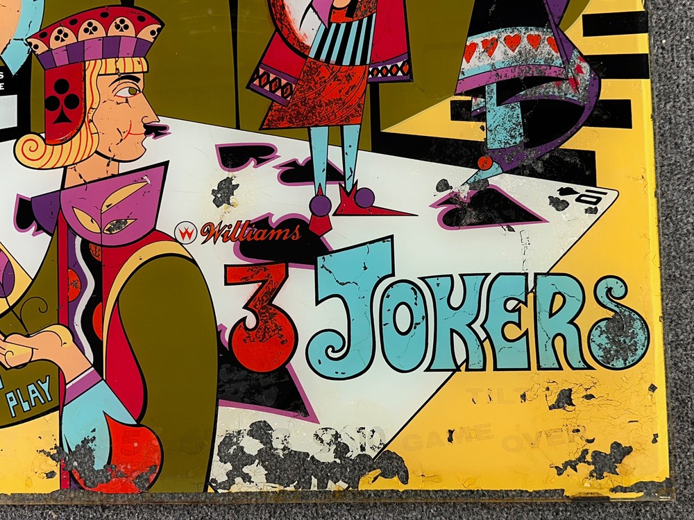 Williams 3 Jokers Pinball Machine Game Backglass ORIGINAL