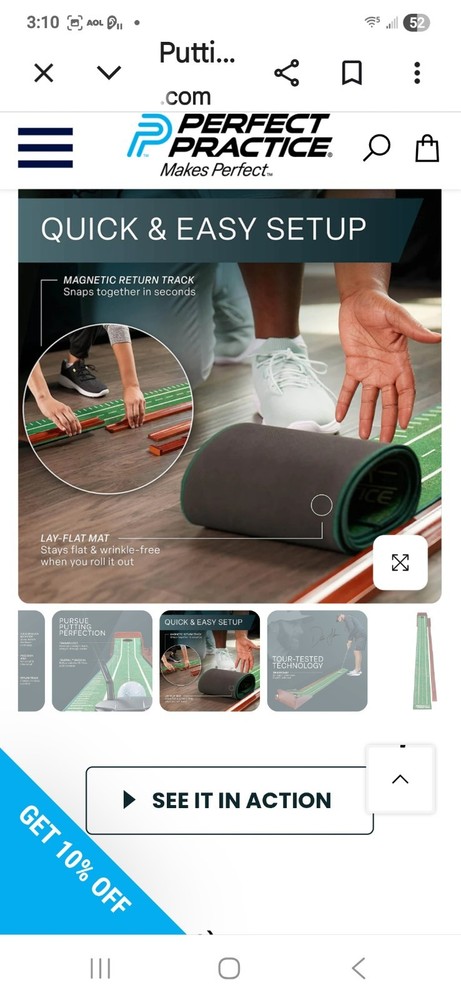 PERFECT PRACTICE Putting Mat Compact 8 Feet NEW