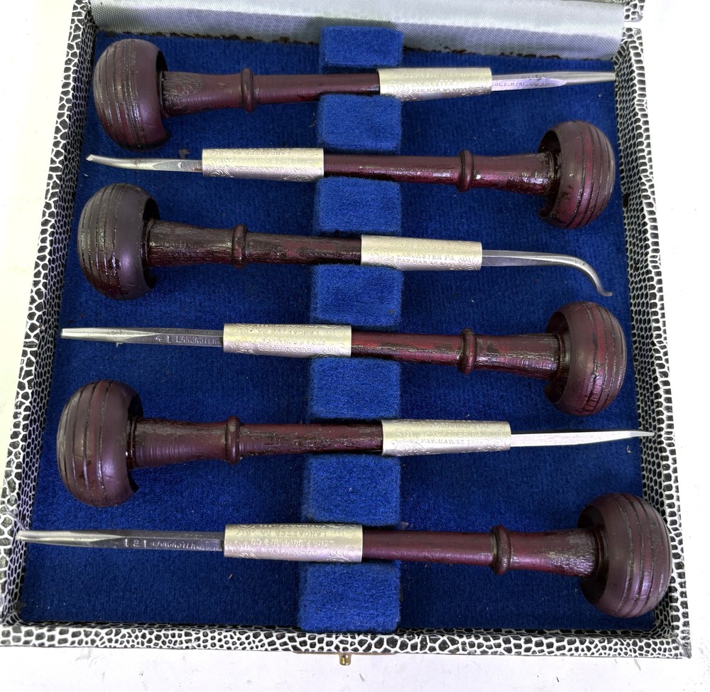 6 Ezra Bauman Graving Tools in Original Box