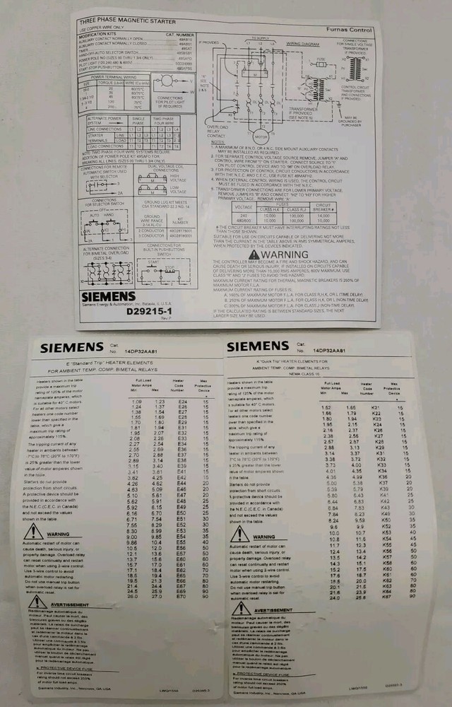 SIEMENS 14DP32AA81 Motor Starter