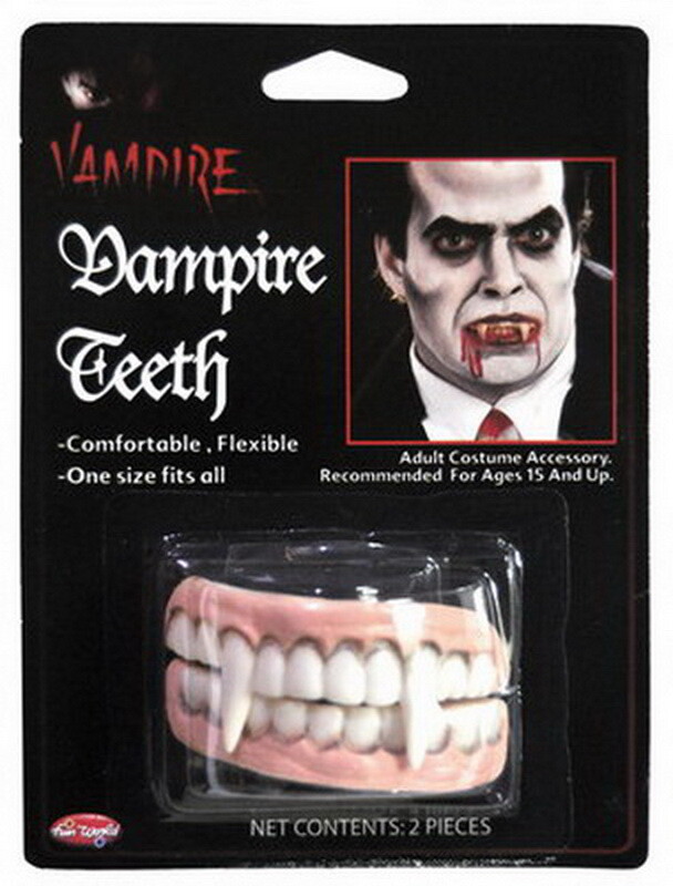 Soft Flexible VAMPIRE FANGS DENTURES Monster Horror Teeth Costume Prop Accessory