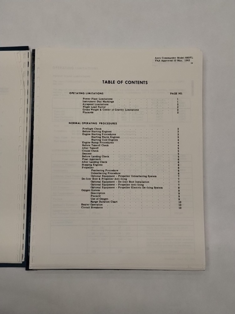 Grand Commander 1968 Model 680FL Flight Manual-Original