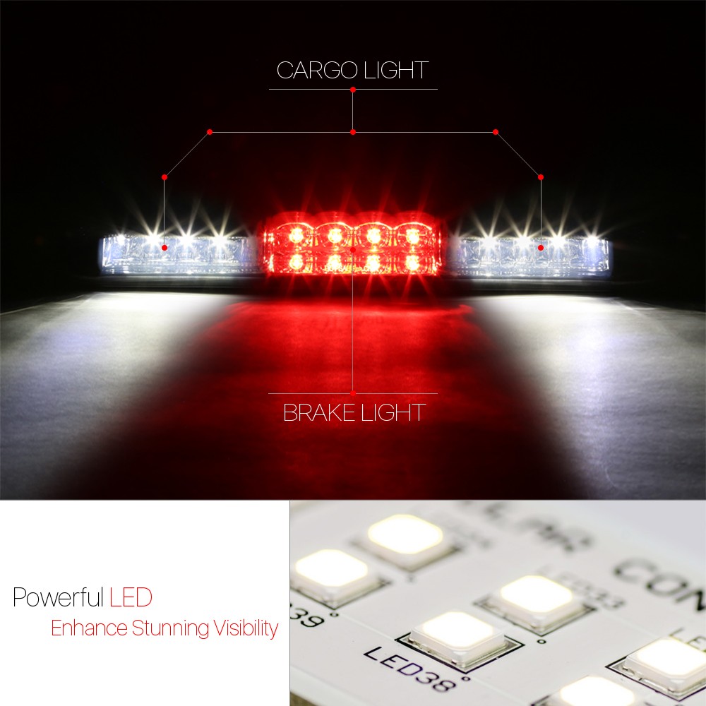 Smoke Tinted LED Third[3rd]Brake Light Cargo Function for 99-07 Silverado/Sierra